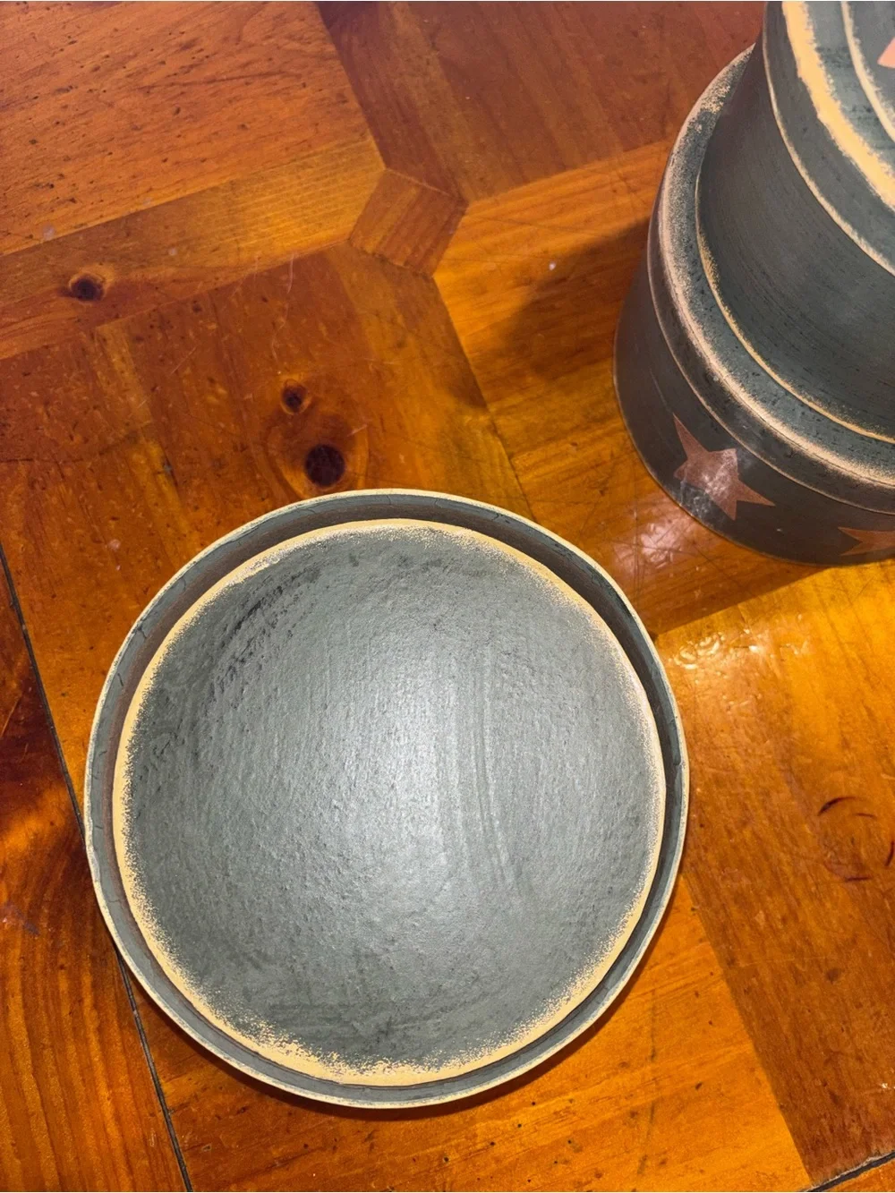 Rustic Green Star Pattern Nesting Storage Boxes